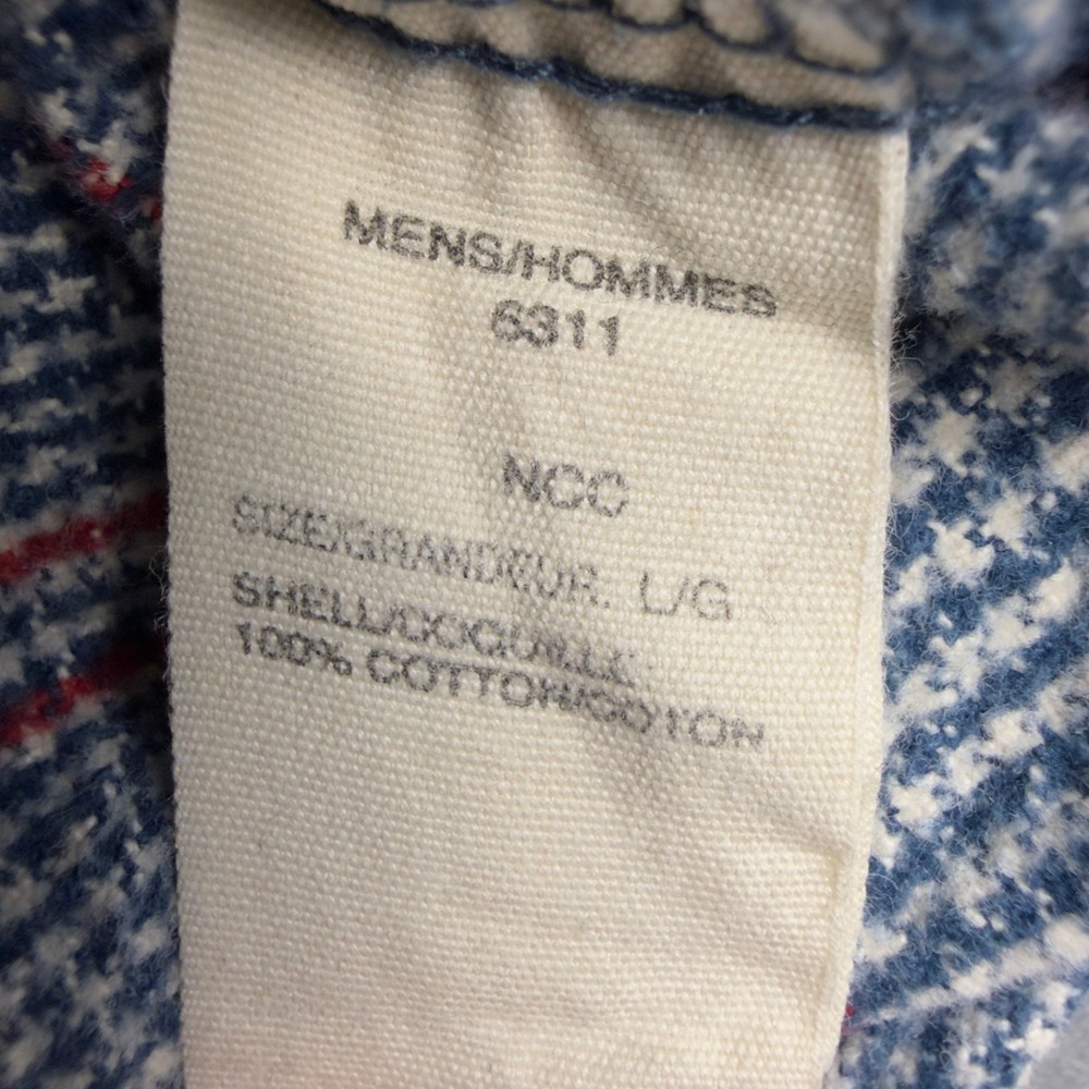Woolrich Mens Large Blue Plaid Houndstooth Cotton Button Down Shirt 6311 - Picture 6 of 6